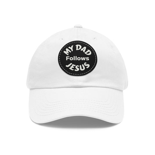 Father's Day Dad Hat with Leather Patch, Christian Gift, Summer Hat, Adjustable Cap, Outdoor, Casual Style, Gift for Dad